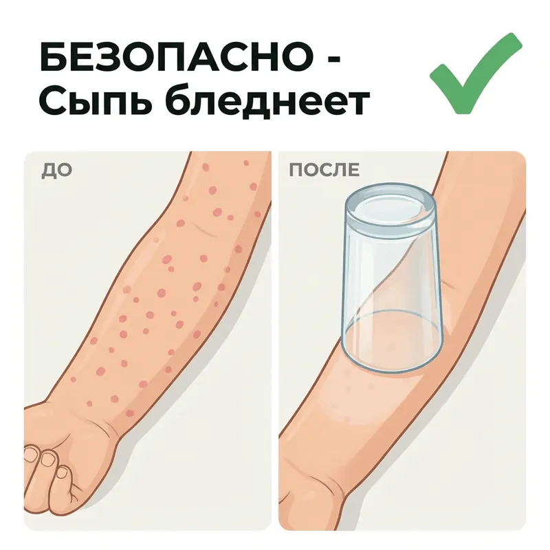 Безопасная сыпь - бледнеет под стеклом